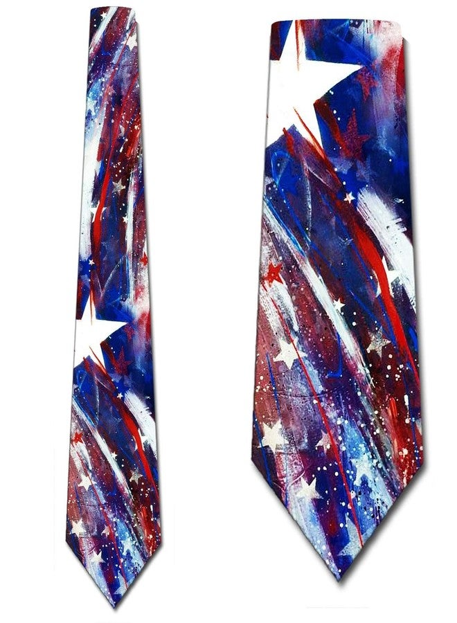 Three Rooker Patriotic Ties Mens Art Abstract Flag Neck Tie - Image 2